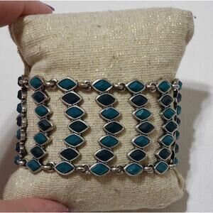 Lucky brand Turquoise and Silver Tone statement toggle bracelet‎